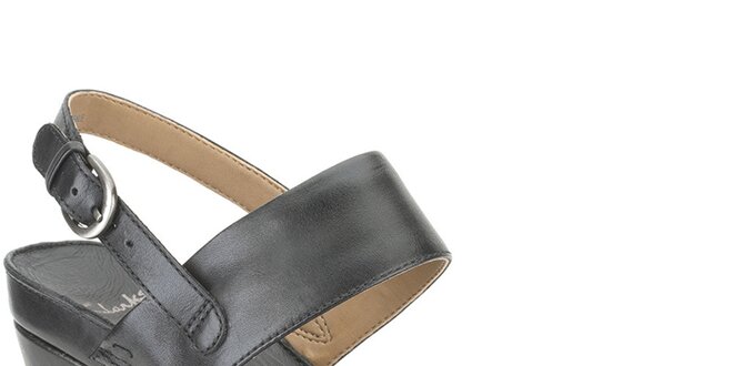 Dámske čierne kožené sandále Clarks