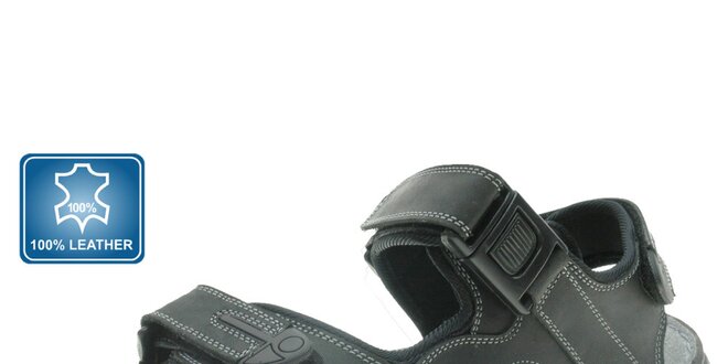Pánske šedo-čierne kožené sandále Beppi