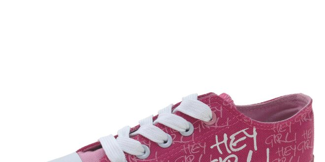 Dievčenské látkové ružové tenisky Beppi s nápisom