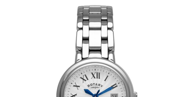 Dámske oceľové analogové hodinky Rotary s modrými ručičkami