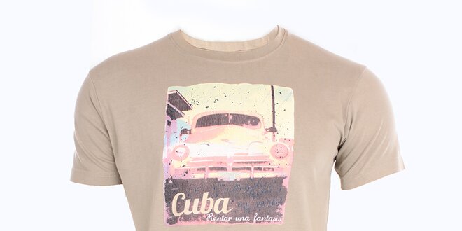 Pánske pieskové tričko s kubánským motívom Exe Jeans