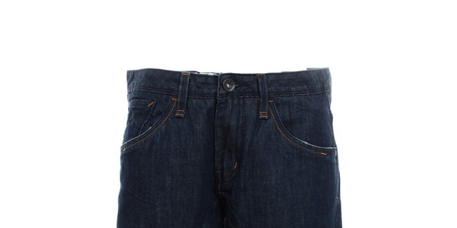 Pánske tmavo modré džínsové kraťasy Exe Jeans