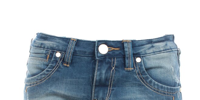 Dámske džínsové minikraťasky Exe Jeans s vyhrnutými nohavicami