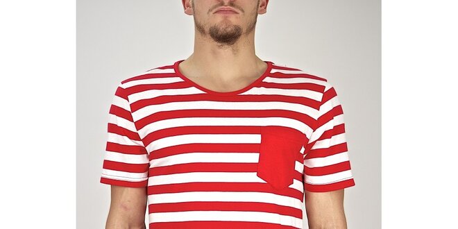 Pánske červeno-biele pruhované tričko Judge&Jury