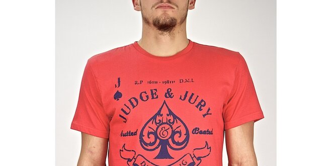 Pánske červené tričko s potlačou Judge&Jury