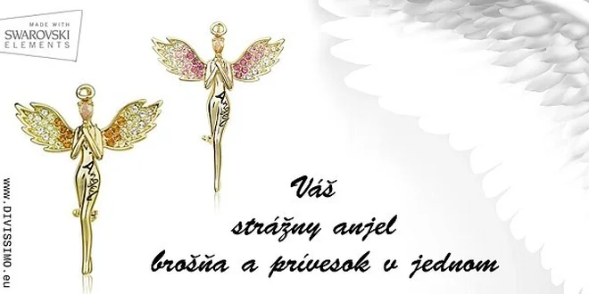 ANGEL brošňa a prívesok v jednom Swarovski Elements