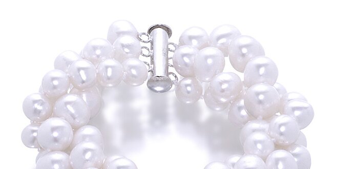 Trojitý dámsky biely perlový náramok Orchira