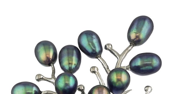 Korálová brošňa Orchira s modrými perlami