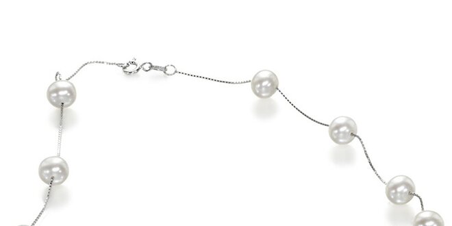 Dámsky strieborný náhrdelník Orchira s bielymi perlami