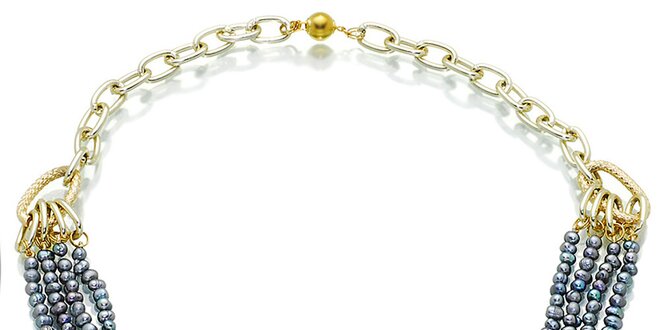 Dámsky šedo-fialový perlový náhrdelník Orchira