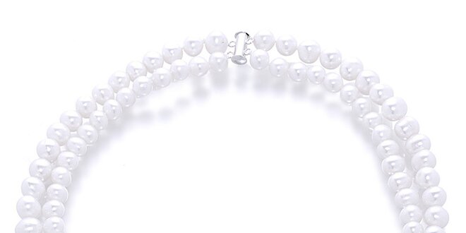 Dvojitý dámsky biely perlový náhrdelník Orchira