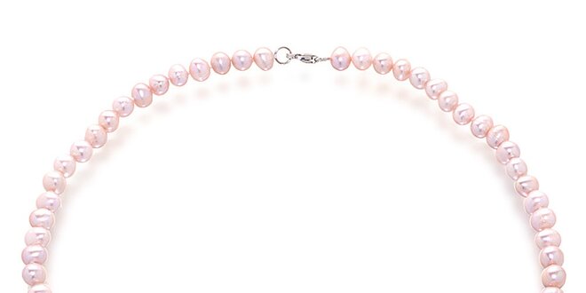 Dámsky ružový perlový náhrdelník
