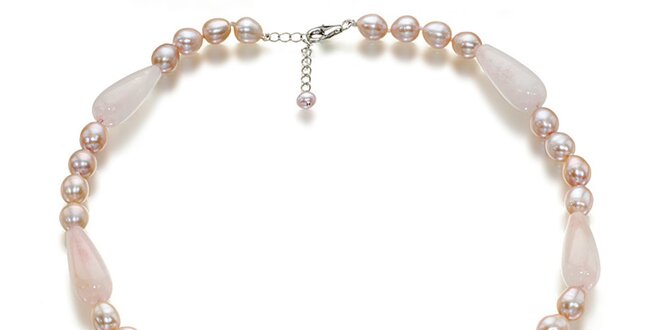 Perlový náhrdelník Orchira s ružovými perlami a ruženínmi