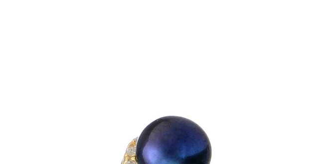 Zlatý prsteň s čiernou metalickou perlou Orchira