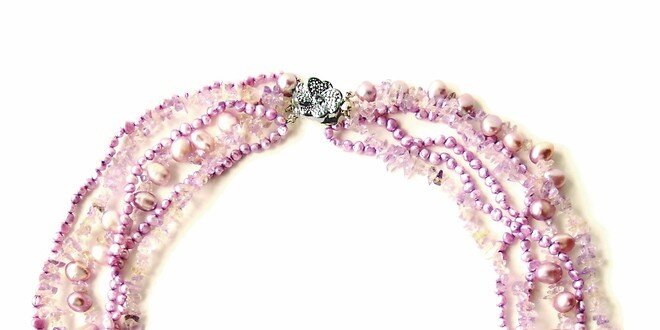 Náhrdelník Orchira s ružovými a fialovými perlami