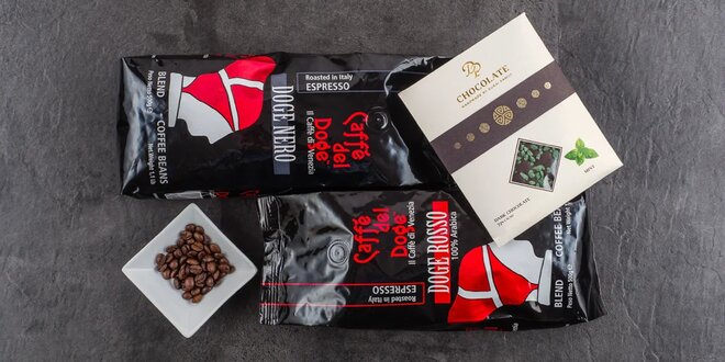 Darčekové balíčky prémiových káv z Benátok s horkou čokoládou
