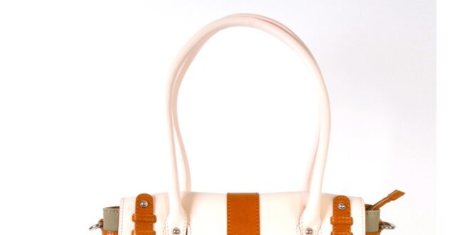 Dámska khaki kabelka s oranžovo-bielymi detailmi Belle&Bloom