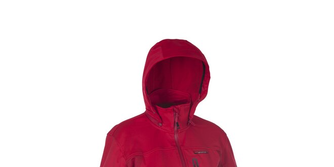 Dámska červená softshellová bunda s výraznými zipsami