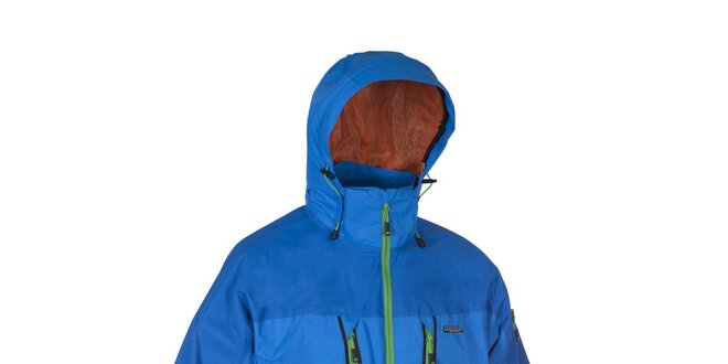 Pánska modrá outdoorová bunda Envy s oranžovo podšitou kapucňou
