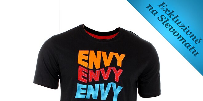 Pánske čierne tričko s farebnou potlačou Envy