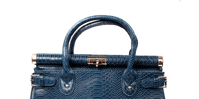 Dámska modrá kabelka so zámčekom London Fashion