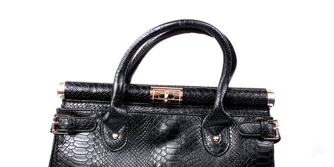 Dámska čierna kabelka so zámočkom London Fashion