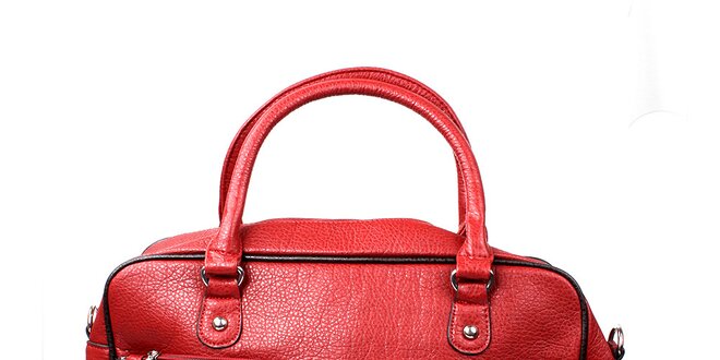 Dámska tehlovo červená kabelka s čiernym lemovaním London Fashion