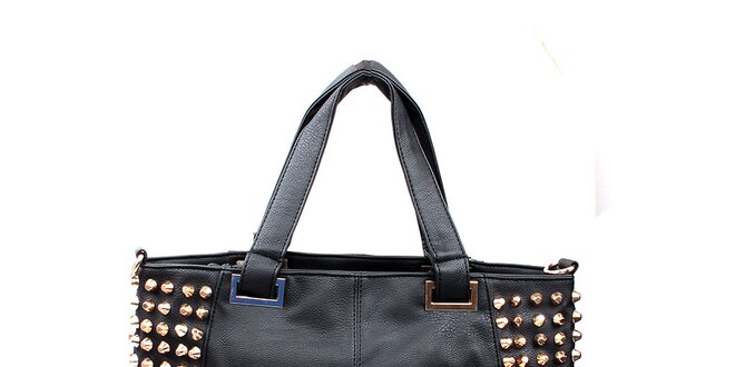 Dámska čierna kabelka s cvočkami na bokoch London Fashion