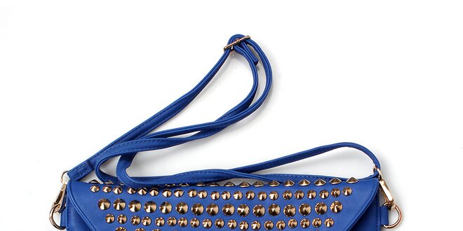 Dámska modrá kabelka so zlatými cvočkami London Fashion