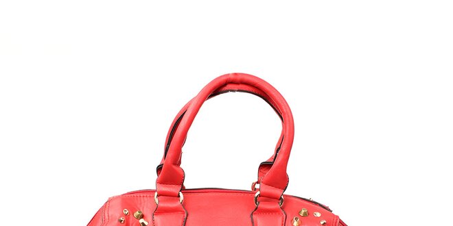 Dámska červená kabelka s cvočkami London Fashion