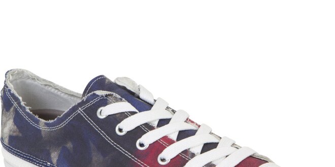 Členkové šnurovacie zip-on topánky Zipz s motívom americkej vlajky