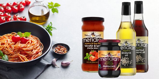 Kvalitné hotové omáčky, bio oleje a melasa Meridian