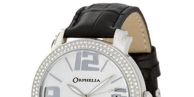 Dámske hodinky Orphelia s koženým čiernym remienkom