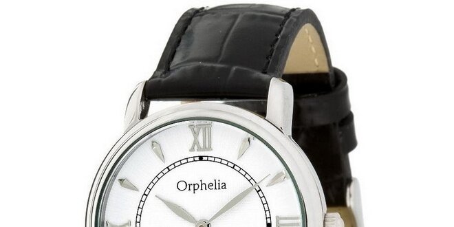 Dámske oceľové hodinky s čiernym remienkom z kože Orphelia