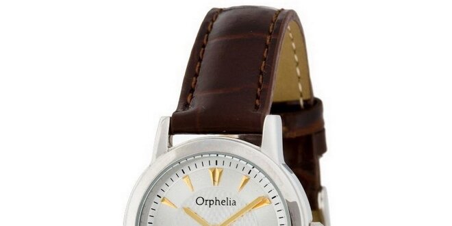 Dámske hodinky s koženým hnedým remienkom Orphelia