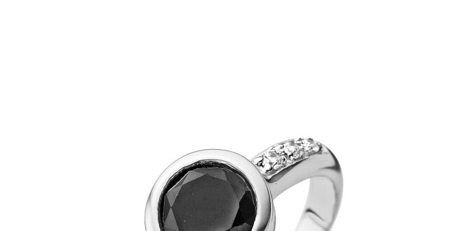 Dámsky strieborný prsteň s čiernym kamienkom Orphelia