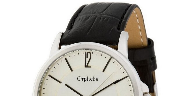Pánske oceľové hodinky s bielym ciferníkom Orphelia s koženým remienkom