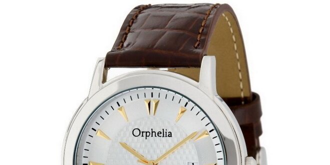 Pánske oceľové hodinky Orphelia s hnedým remienkom