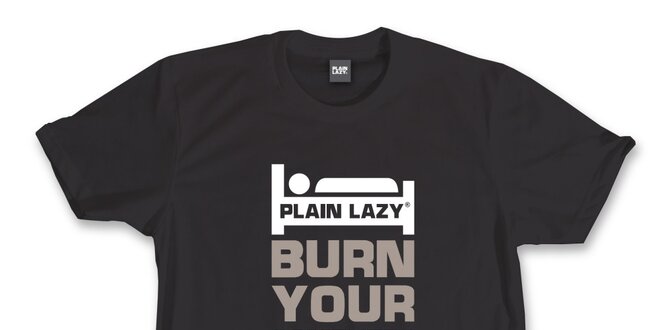 Pánske čierne tričko s potlačou Plain Lazy