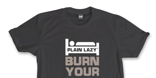 Pánske antracitové tričko s potlačou Plain Lazy