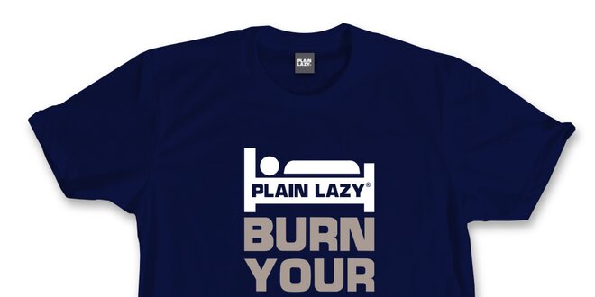 Pánske tmavo modré tričko s potlačou Plain Lazy