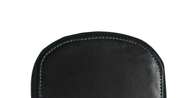 Dámska čierna peňaženka s modrým prešívaním Forbes&Lewis