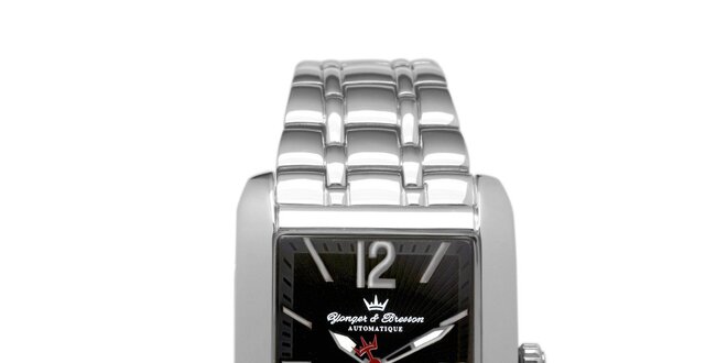 Pánske oceľové hodinky Yonger & Bresson s čiernym ciferníkom