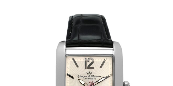 Pánske oceľové hodinky s koženým remienkom Yonger & Bresson s béžovým ciferníkom