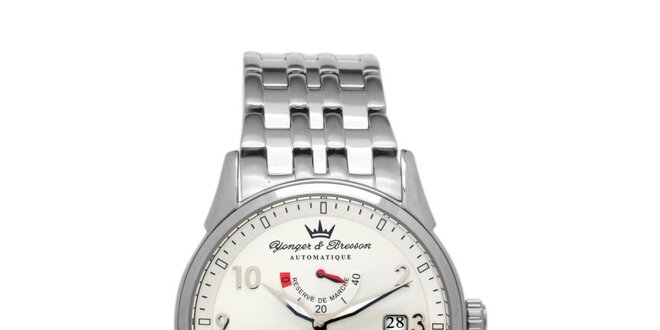 Pánske oceľové hodinky Yonger & Bresson s guľatým bielym ciferníkom