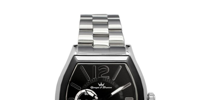 Pánske oceľové hodinky Yonger & Bresson s čiernym ciferníkom