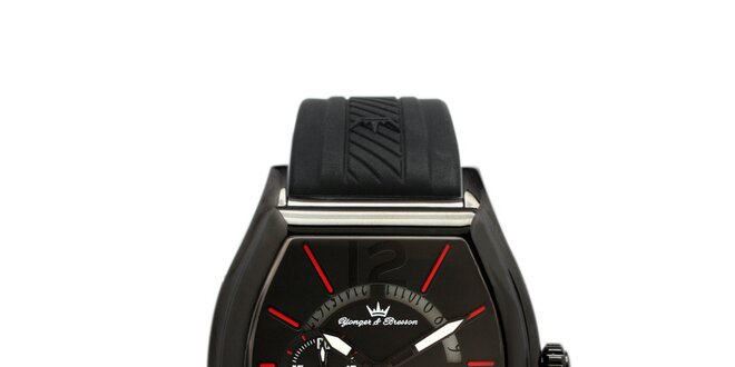Pánske čierne hodinky s červenými detailmi Yonger & Bresson