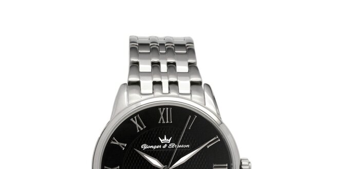 Pánske hodinky Yonger & Bresson s guľatým čiernym ciferníkom z ocele