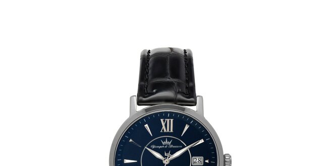 Pánske oceľové hodinky Yonger & Bresson s modrým ciferníkom.