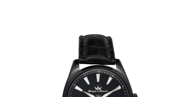Pánske čierne hodinky Yonger & Bresson s tenkou sekundovkou